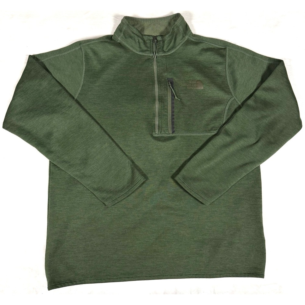 The North Face Canyonlands Mens L 1/4 Zip Fleece Heather Green Pullover